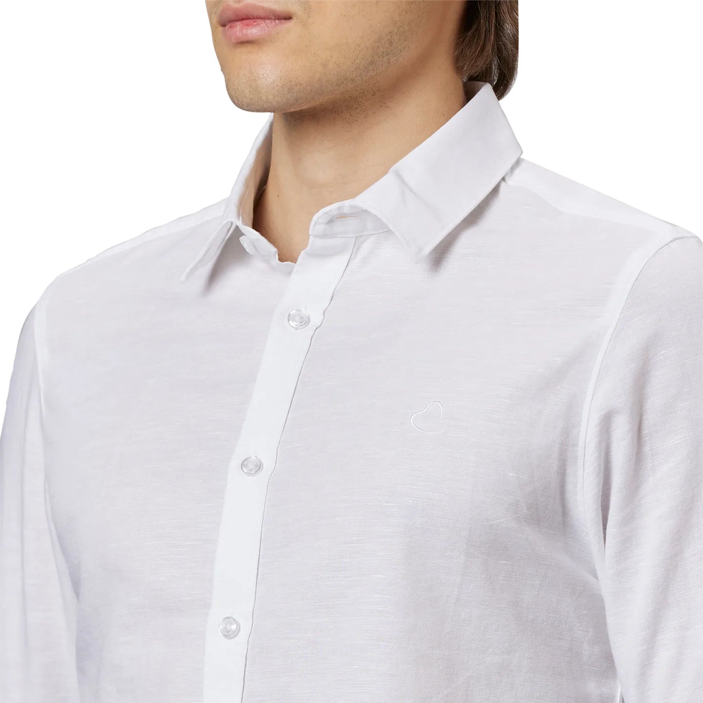 White Slim Straight Fit Regular Collar Long Sleeves Cotton Men's Shirt by Being Human Clothing