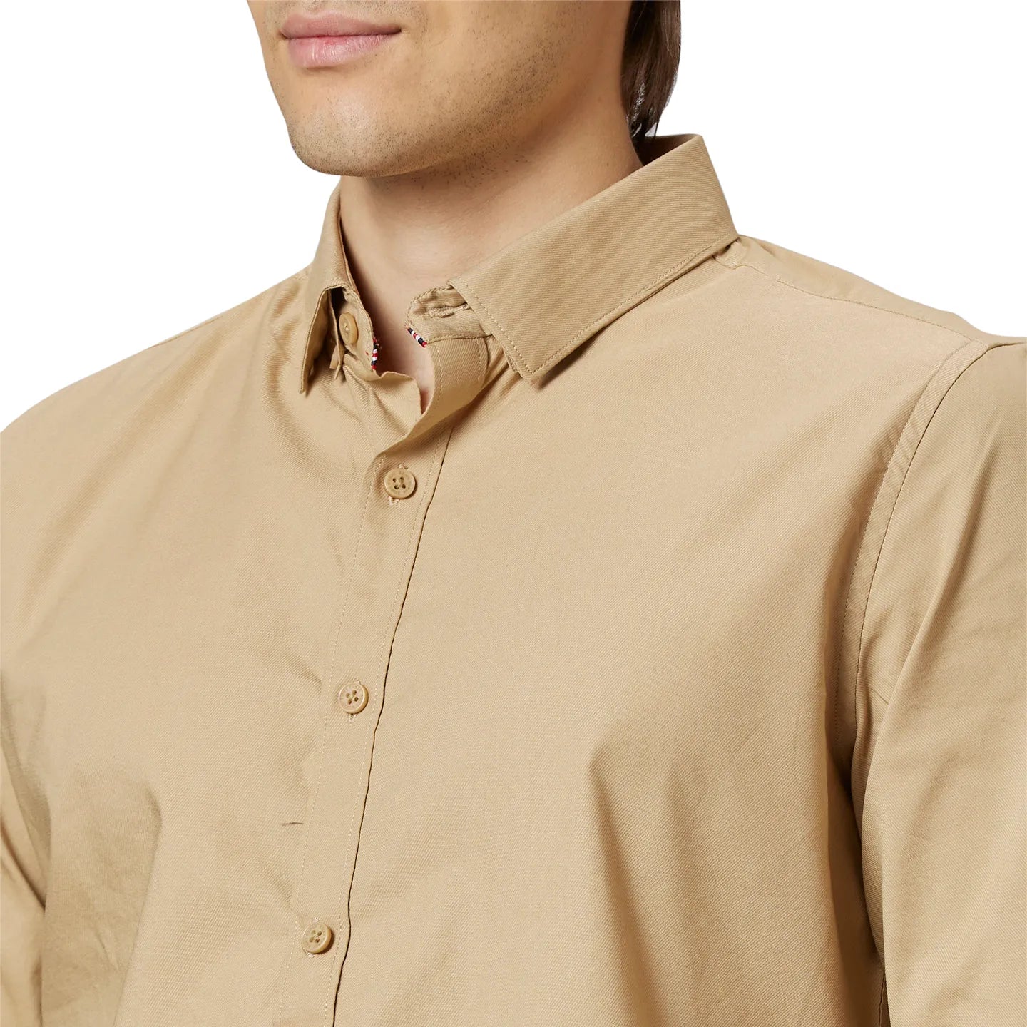 Beige Super Slim Fit Regular Collar Mens' Shirt by Being Human Clothing