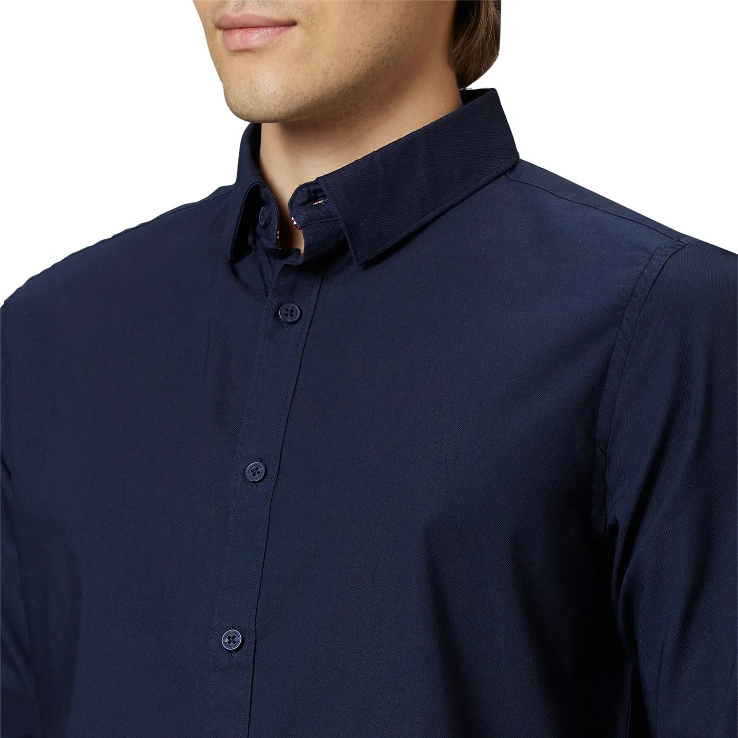 Blue Slim Straight Fit Regular Collar Long Sleeves Cotton Men's Shirt by Being Human Clothing