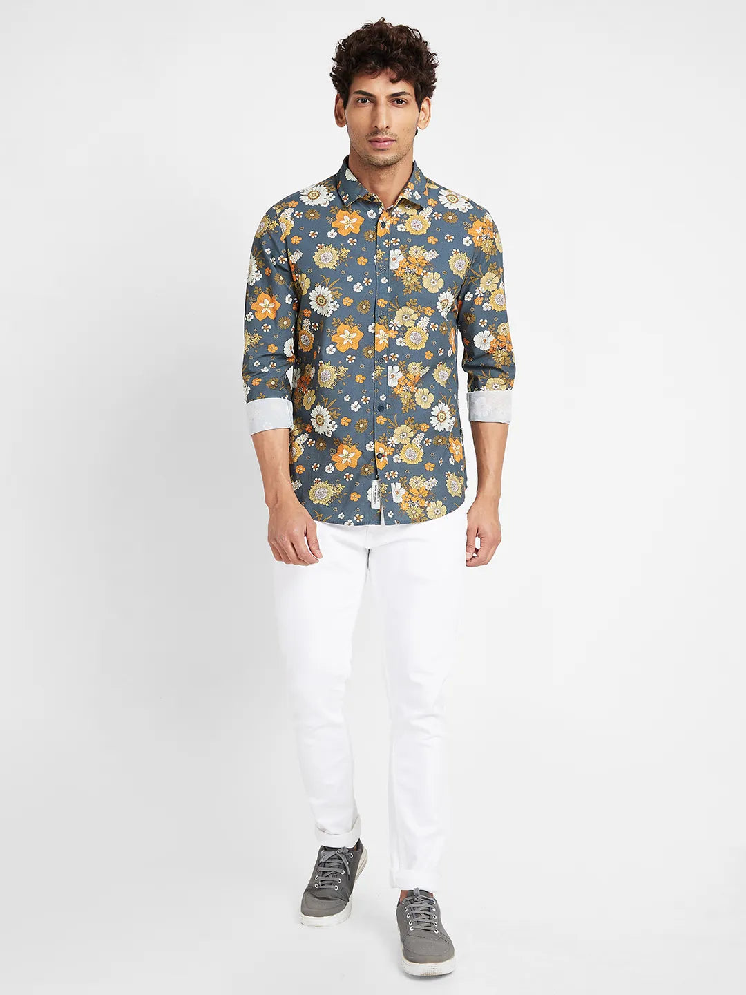 Teal Slim Fit Regular Collar Mens' Shirt by Being Human Clothing