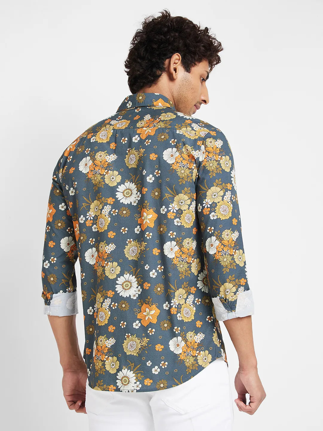 Teal Slim Fit Regular Collar Mens' Shirt by Being Human Clothing