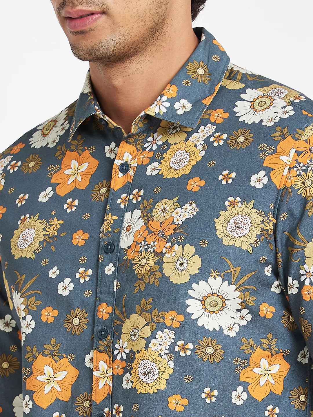 Teal Slim Fit Regular Collar Mens' Shirt by Being Human Clothing