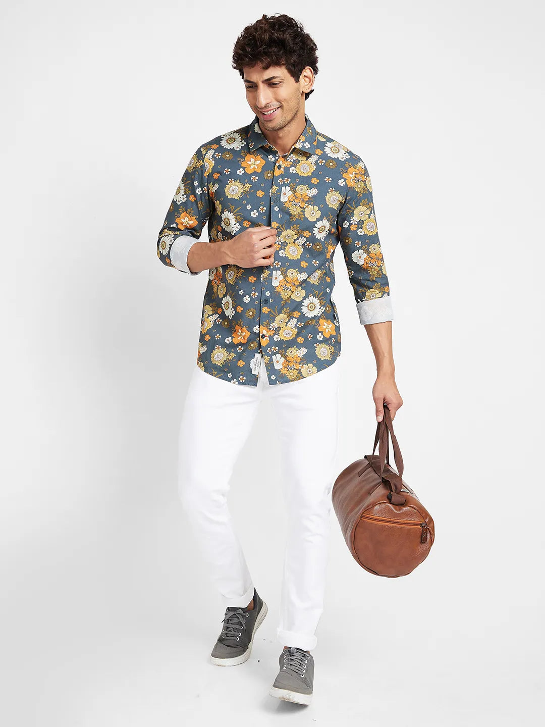 Teal Slim Fit Regular Collar Mens' Shirt by Being Human Clothing