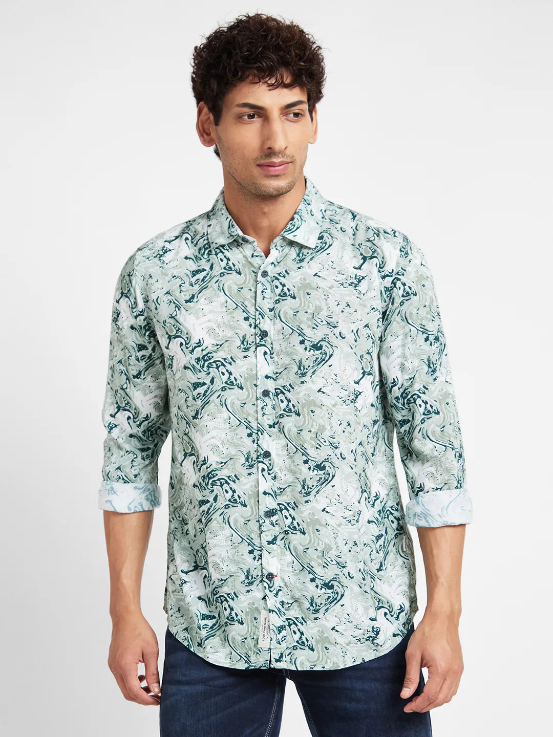 White Slim Straight Fit Regular Collar Long Sleeves Men's Shirt by Being Human Clothing