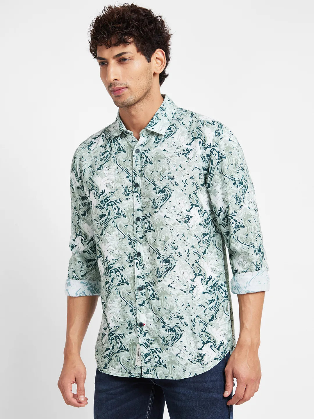 White Slim Straight Fit Regular Collar Long Sleeves Men's Shirt by Being Human Clothing