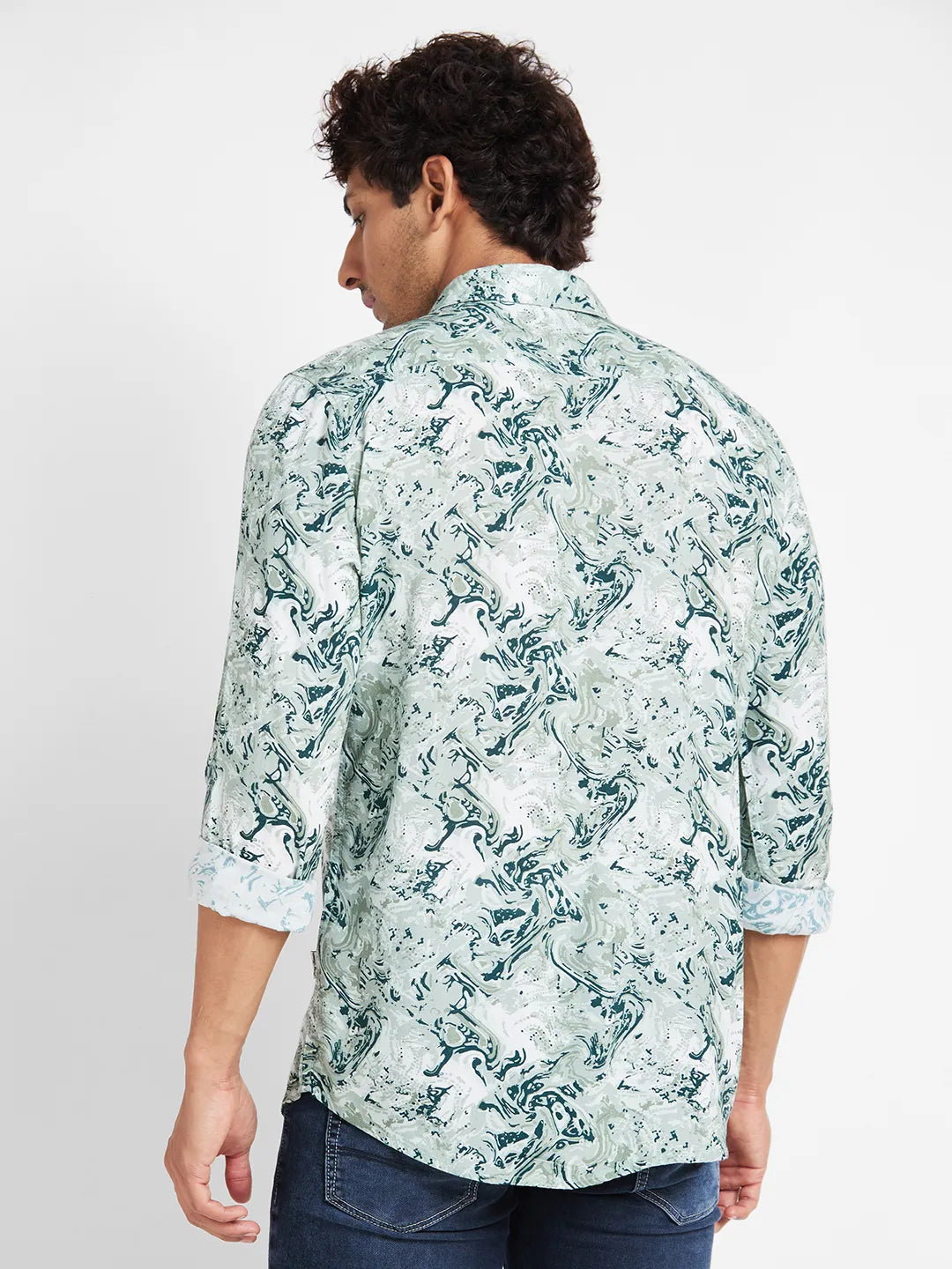 White Slim Straight Fit Regular Collar Long Sleeves Men's Shirt by Being Human Clothing