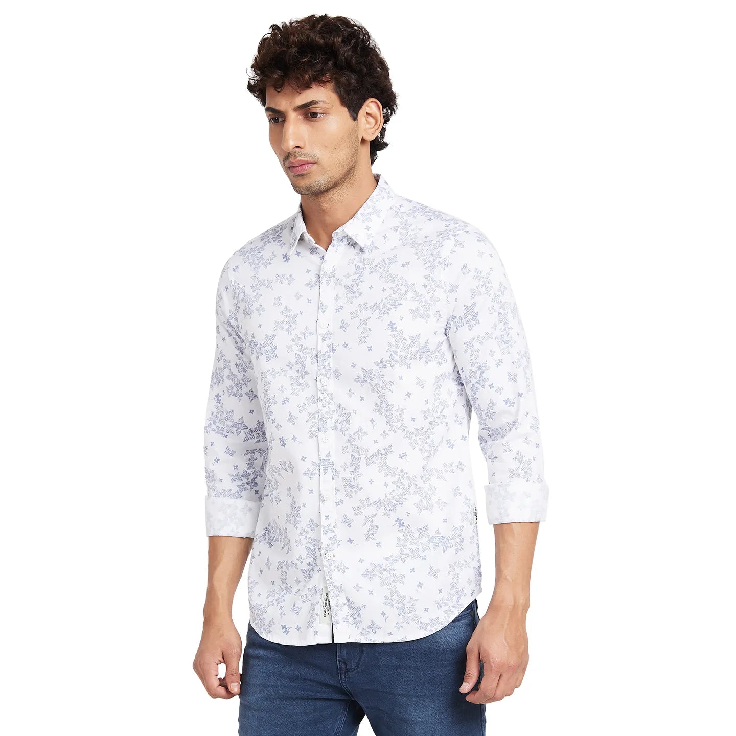 White Slim Fit Regular Collar Men's Shirt by Being Human Clothing