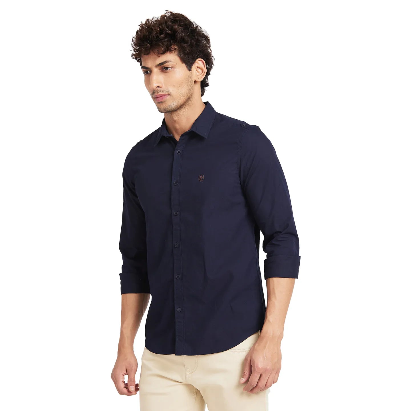 Navy Slim Fit Regular Collar Men's Shirt by Being Human Clothing