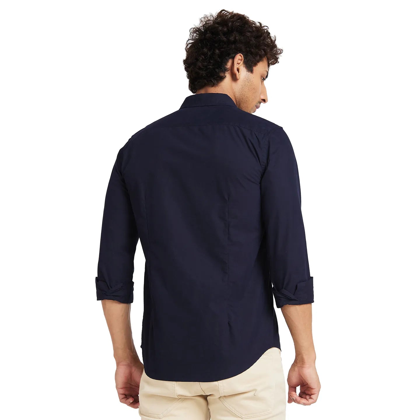 Navy Slim Fit Regular Collar Men's Shirt by Being Human Clothing