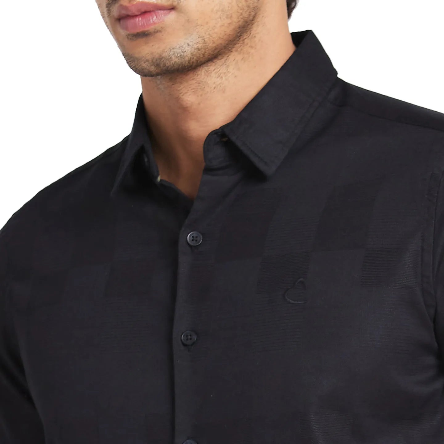 Black Slim Fit Regular Collar Mens' Shirt by Being Human Clothing