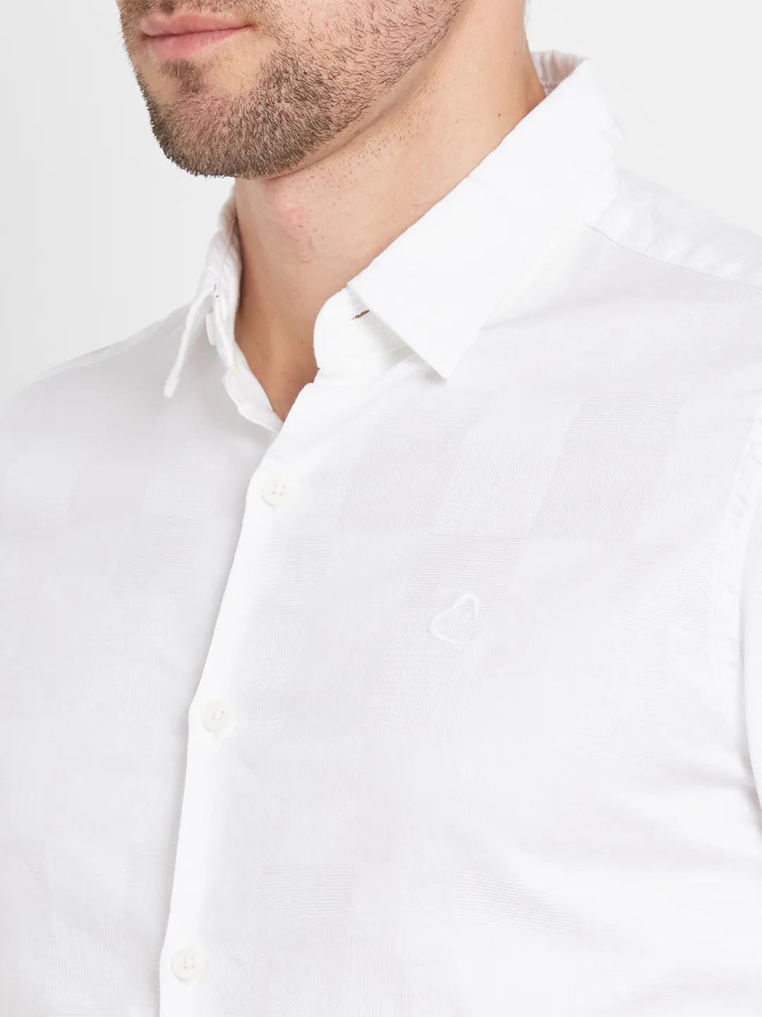 White Slim Straight Fit Regular Collar Long Sleeves Men's Shirt by Being Human Clothing