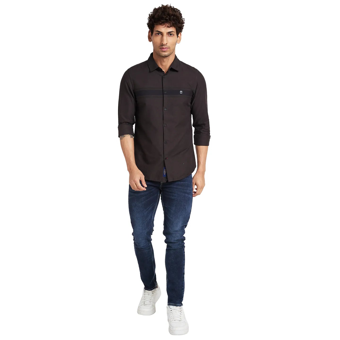 Being Human Clothing Men Slim Fit Shirts-Dk Chocolate