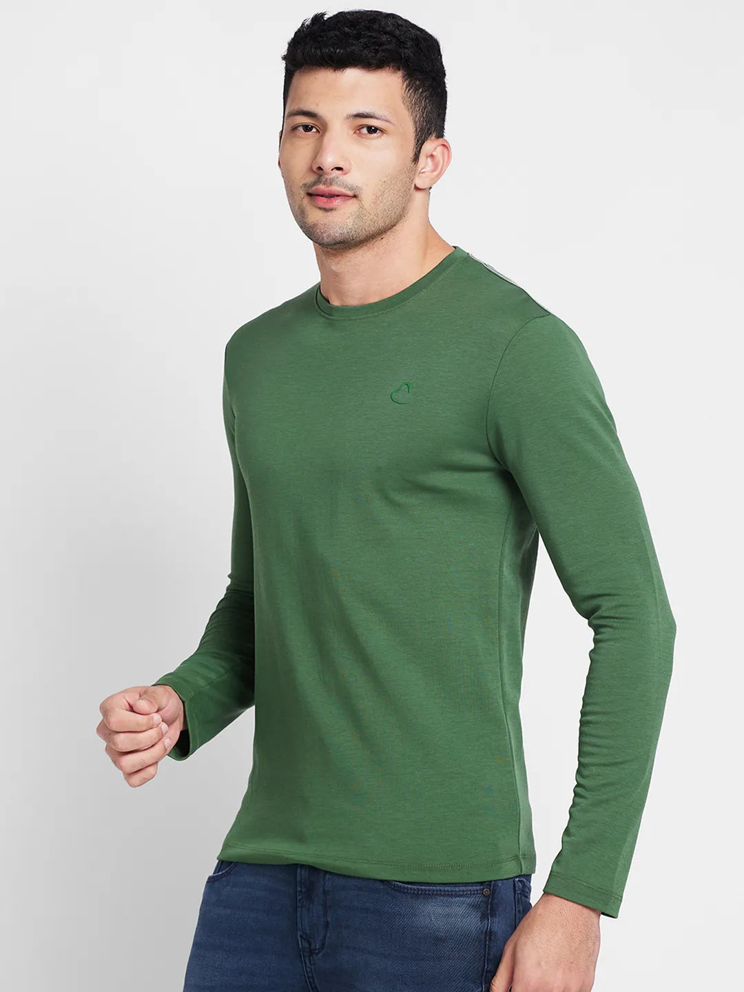 Green Slim Straight Fit Regular Collar Long Sleeves Men's Shirt by Being Human Clothing