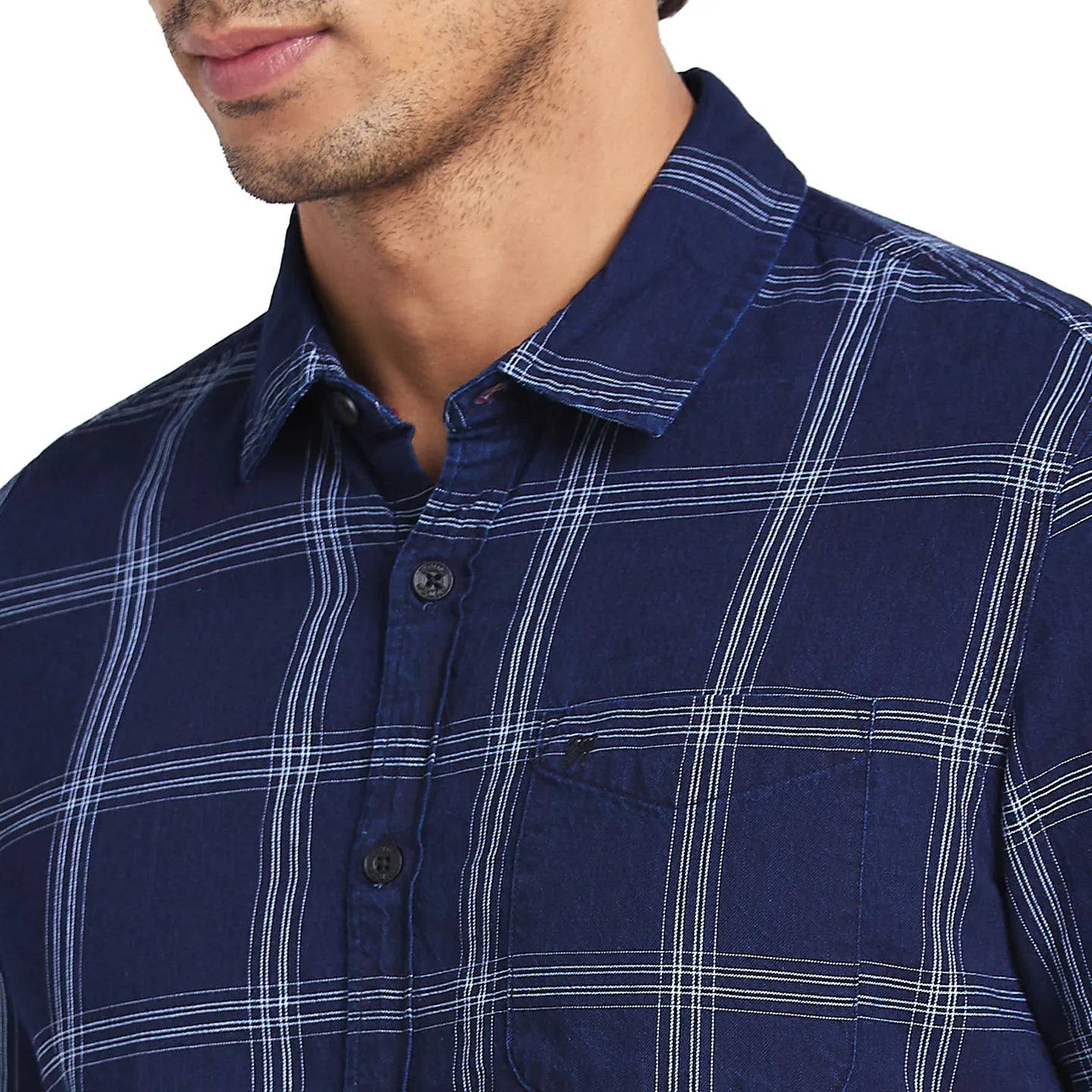 Navy Slim Fit Regular Collar Mens' Shirt by Being Human Clothing