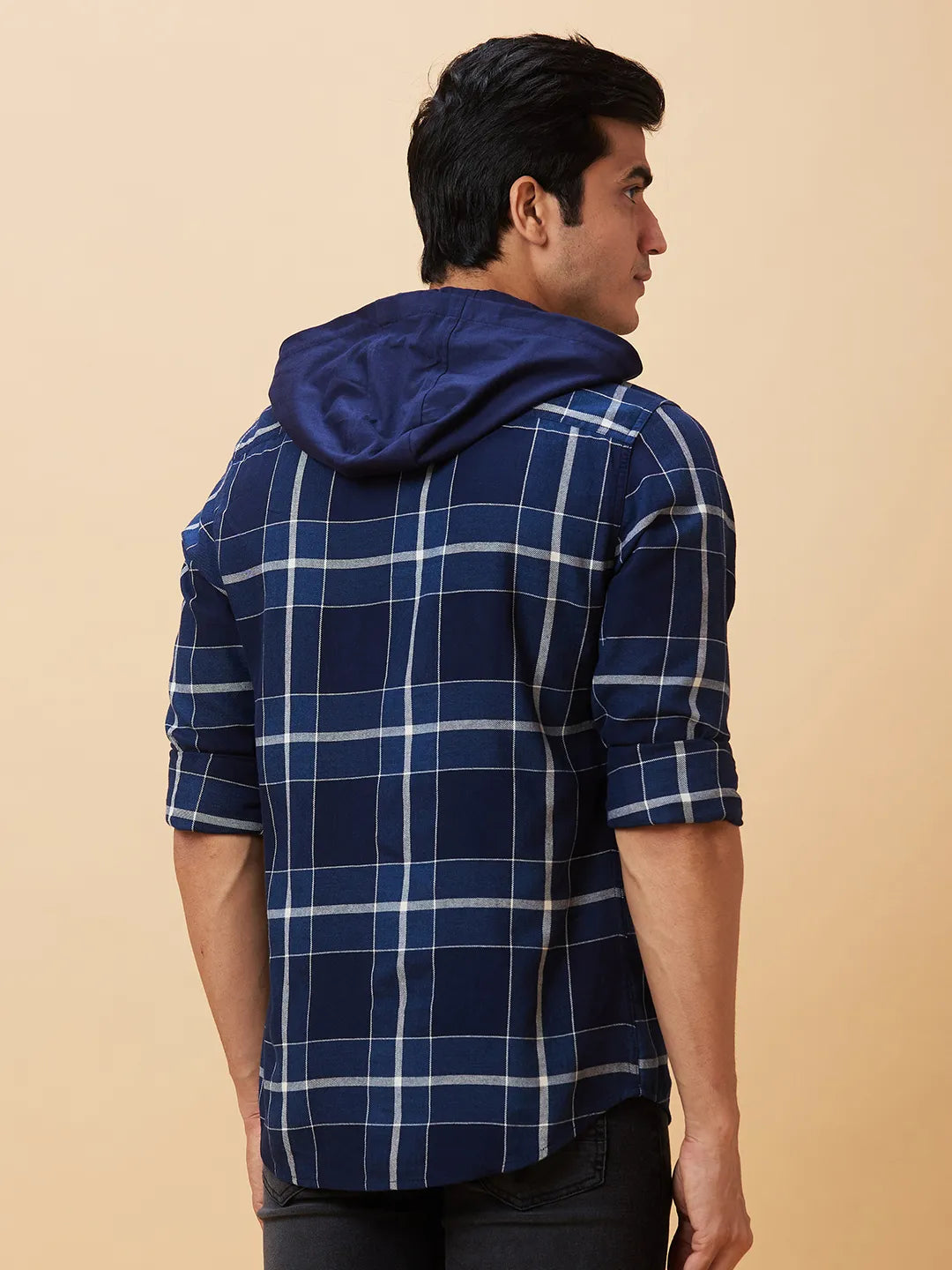 Blue Slim Straight Fit Regular Collar Long Sleeves Men's Shirt by Being Human Clothing