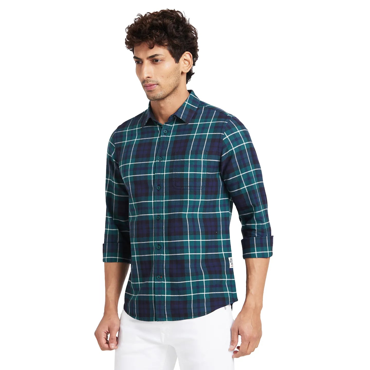 Dark  Green Slim Fit Regular Collar Mens' Shirt by Being Human Clothing