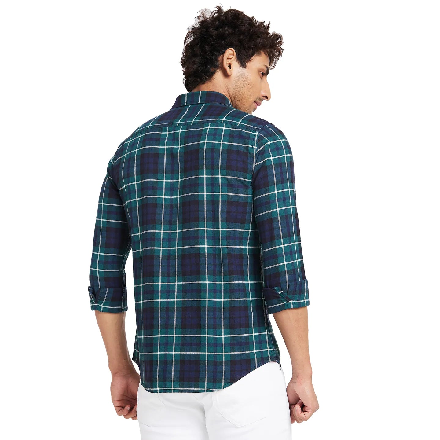 Dark  Green Slim Fit Regular Collar Mens' Shirt by Being Human Clothing