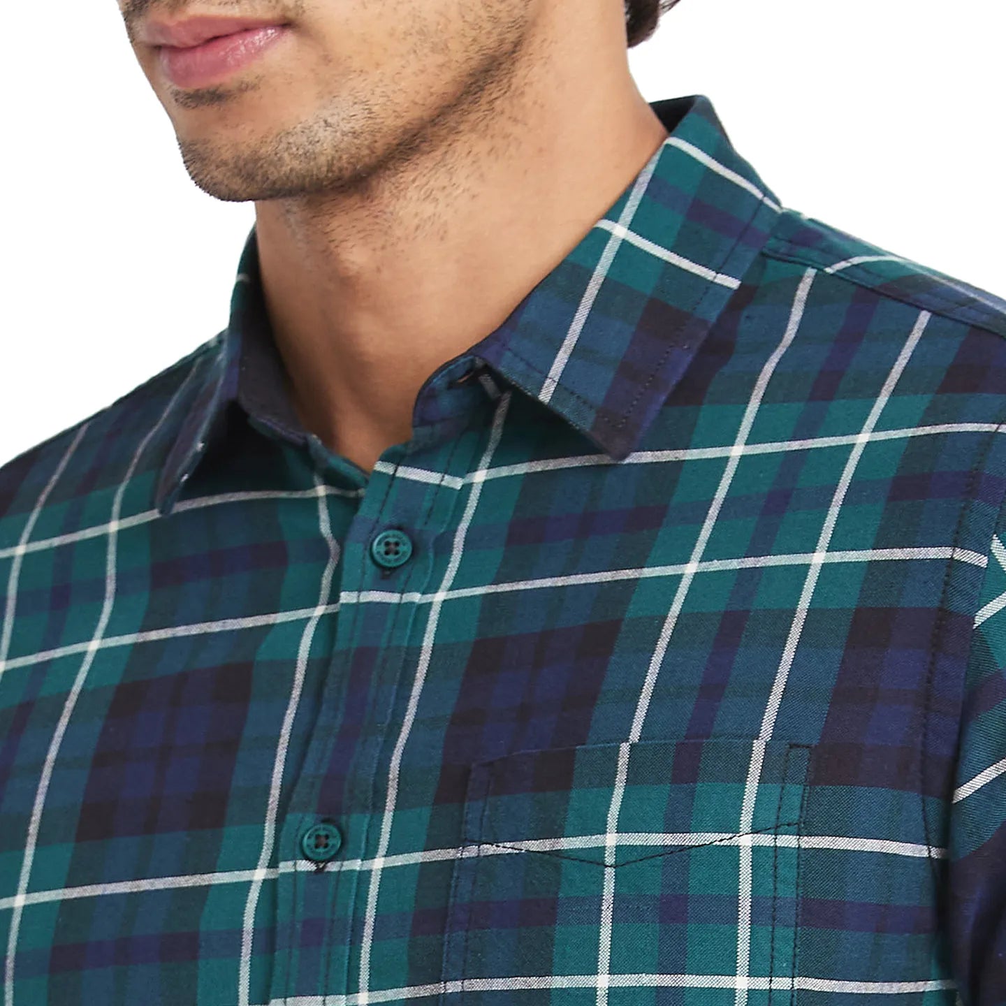 Dark  Green Slim Fit Regular Collar Mens' Shirt by Being Human Clothing