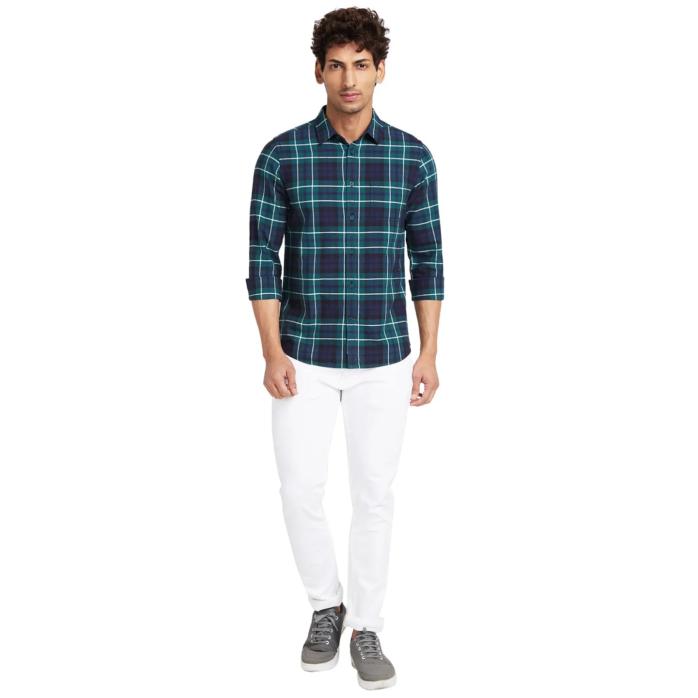 Dark  Green Slim Fit Regular Collar Mens' Shirt by Being Human Clothing