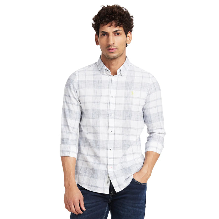 White Slim Fit Regular Collar Men's Shirt by Being Human Clothing