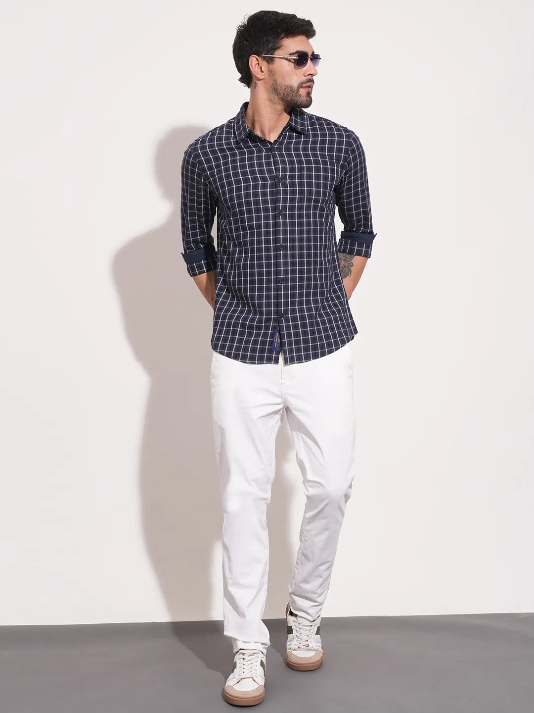 Grey  Slim Fit Regular Collar Mens' Shirt by Being Human Clothing