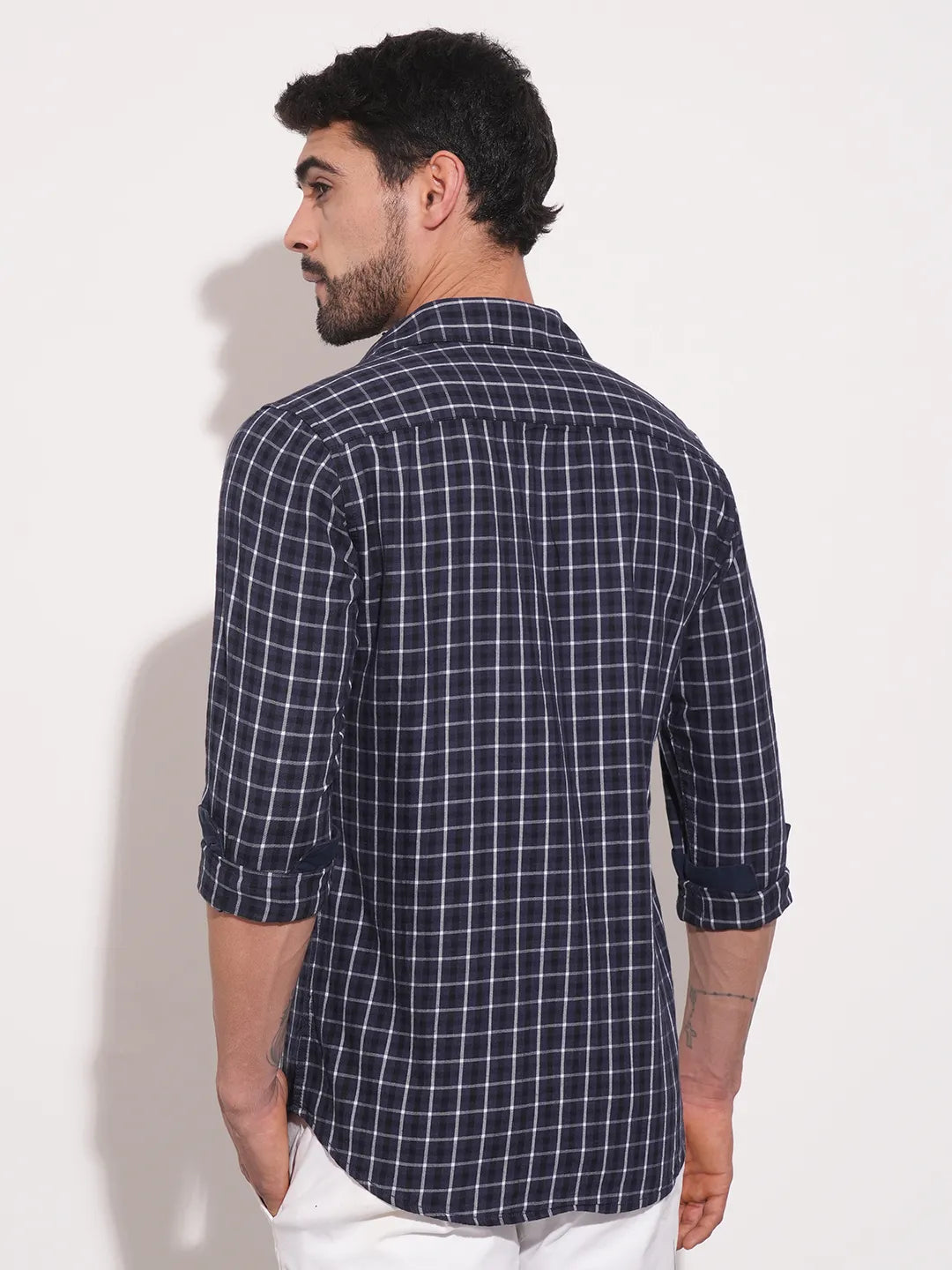 Grey  Slim Fit Regular Collar Mens' Shirt by Being Human Clothing