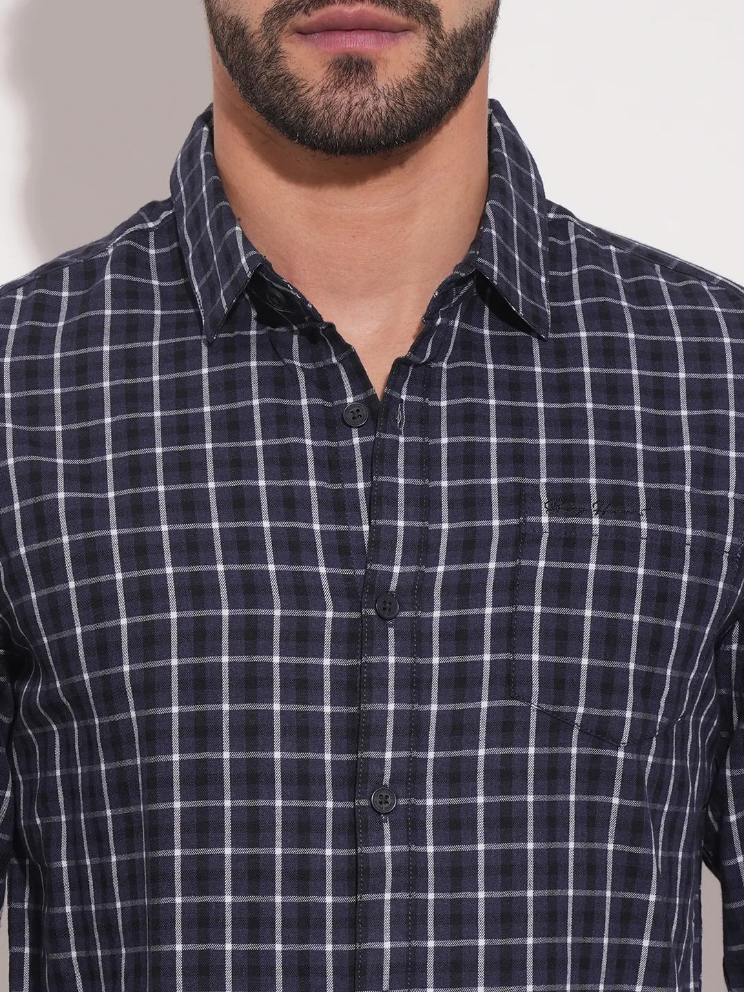 Grey  Slim Fit Regular Collar Mens' Shirt by Being Human Clothing