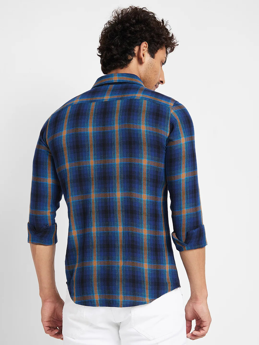 Navy Slim Fit Regular Collar Mens' Shirt by Being Human Clothing