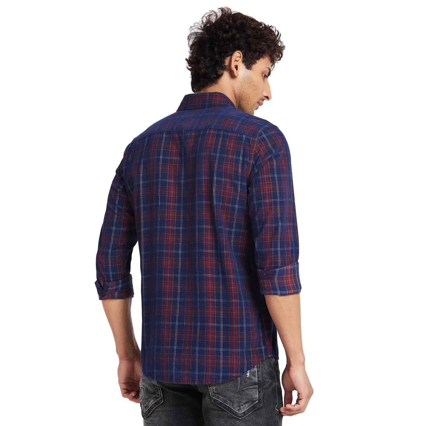 Navy Slim Fit Regular Collar Men's Shirt by Being Human Clothing