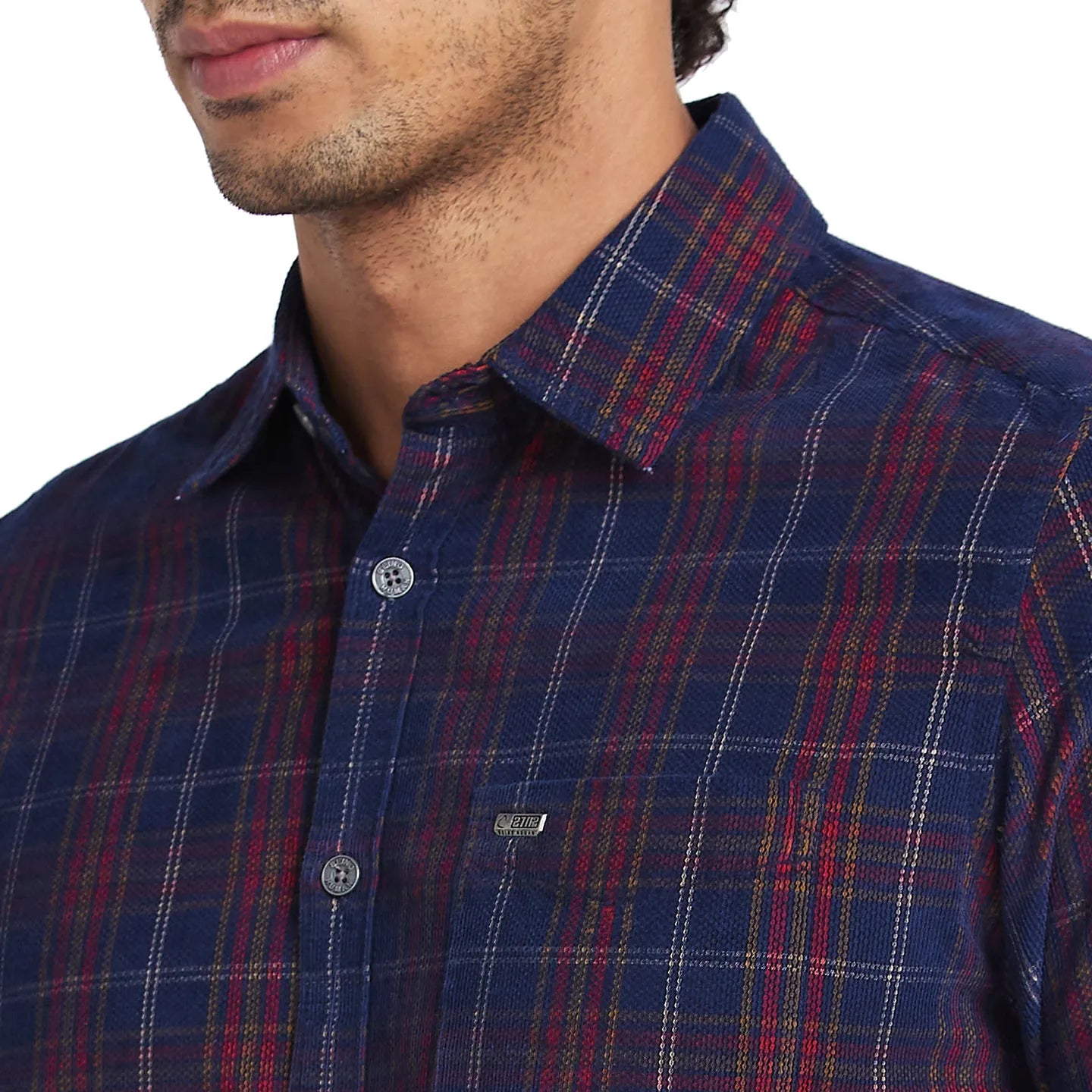 Navy Slim Fit Regular Collar Men's Shirt by Being Human Clothing