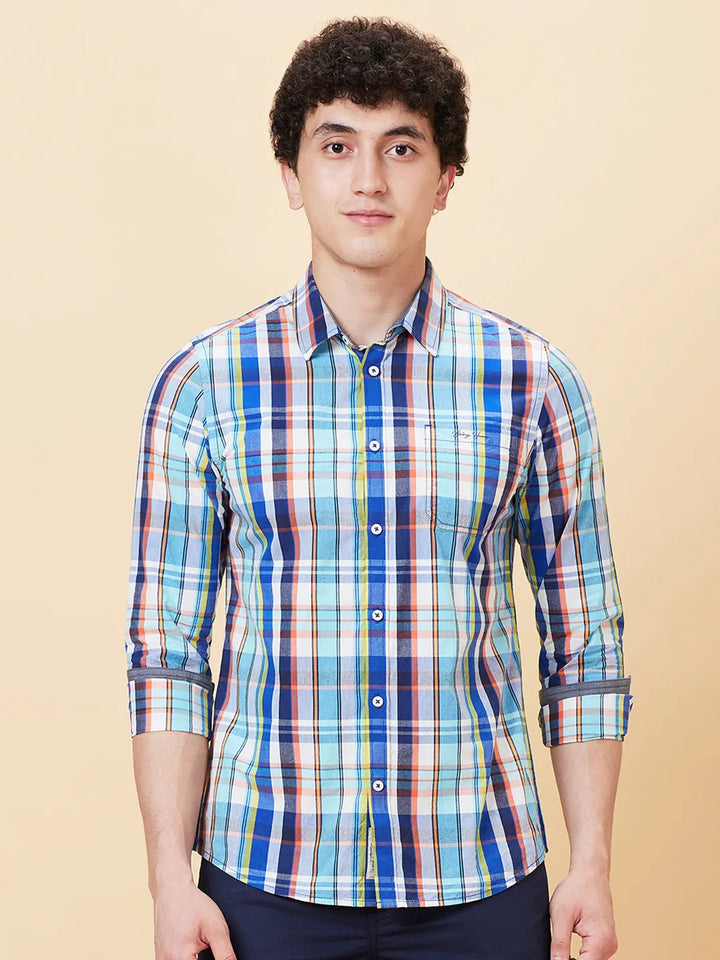 White Slim Fit Regular Collar Men's Shirt by Being Human Clothing