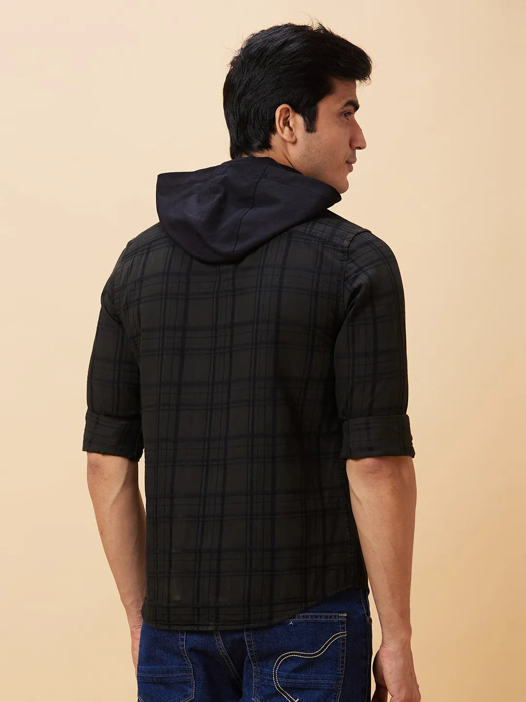 Dark Green Slim Fit Regular Collar Mens' Shirt by Being Human Clothing