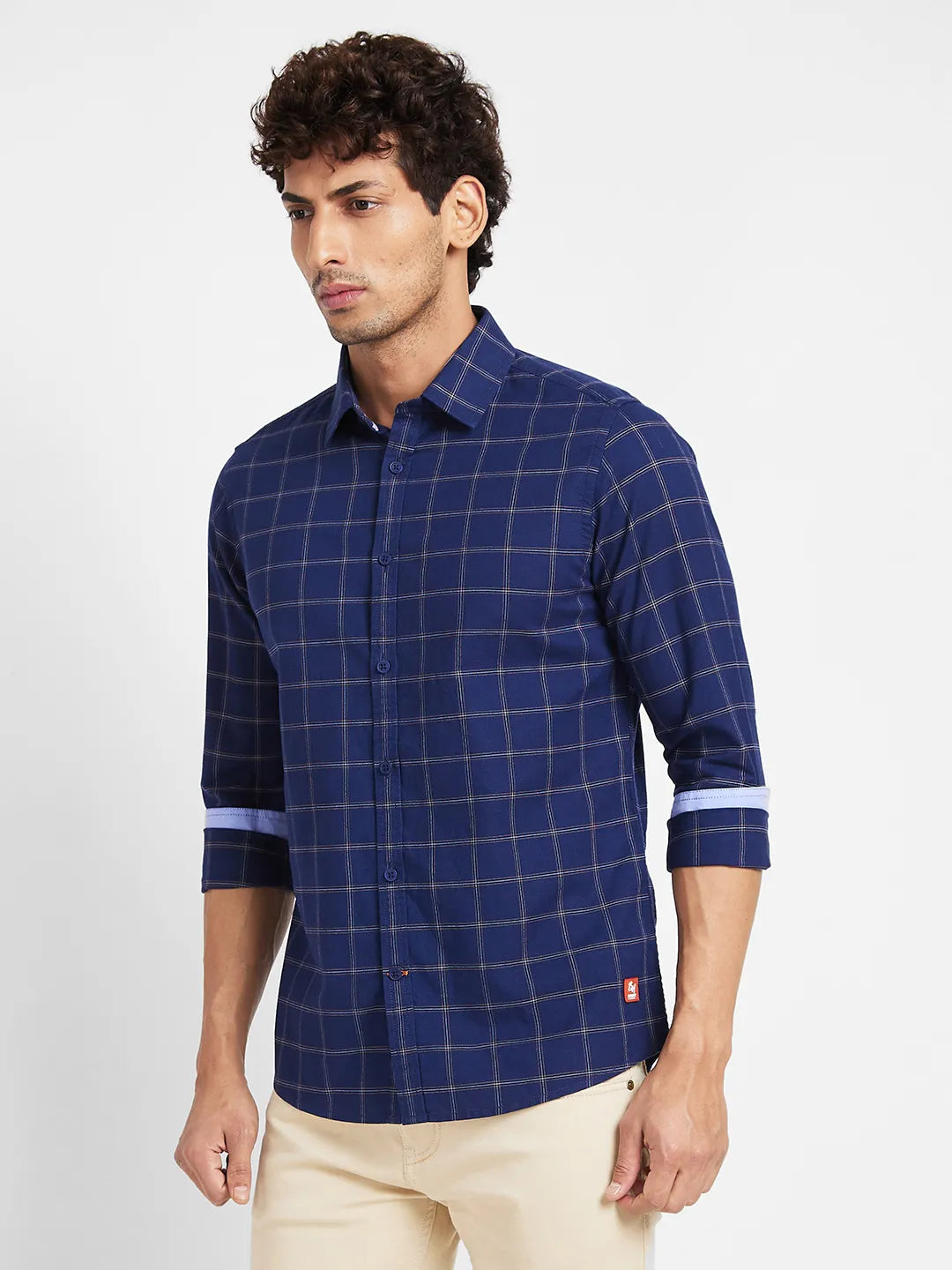 Navy Slim Fit Regular Collar Men's Shirt by Being Human Clothing