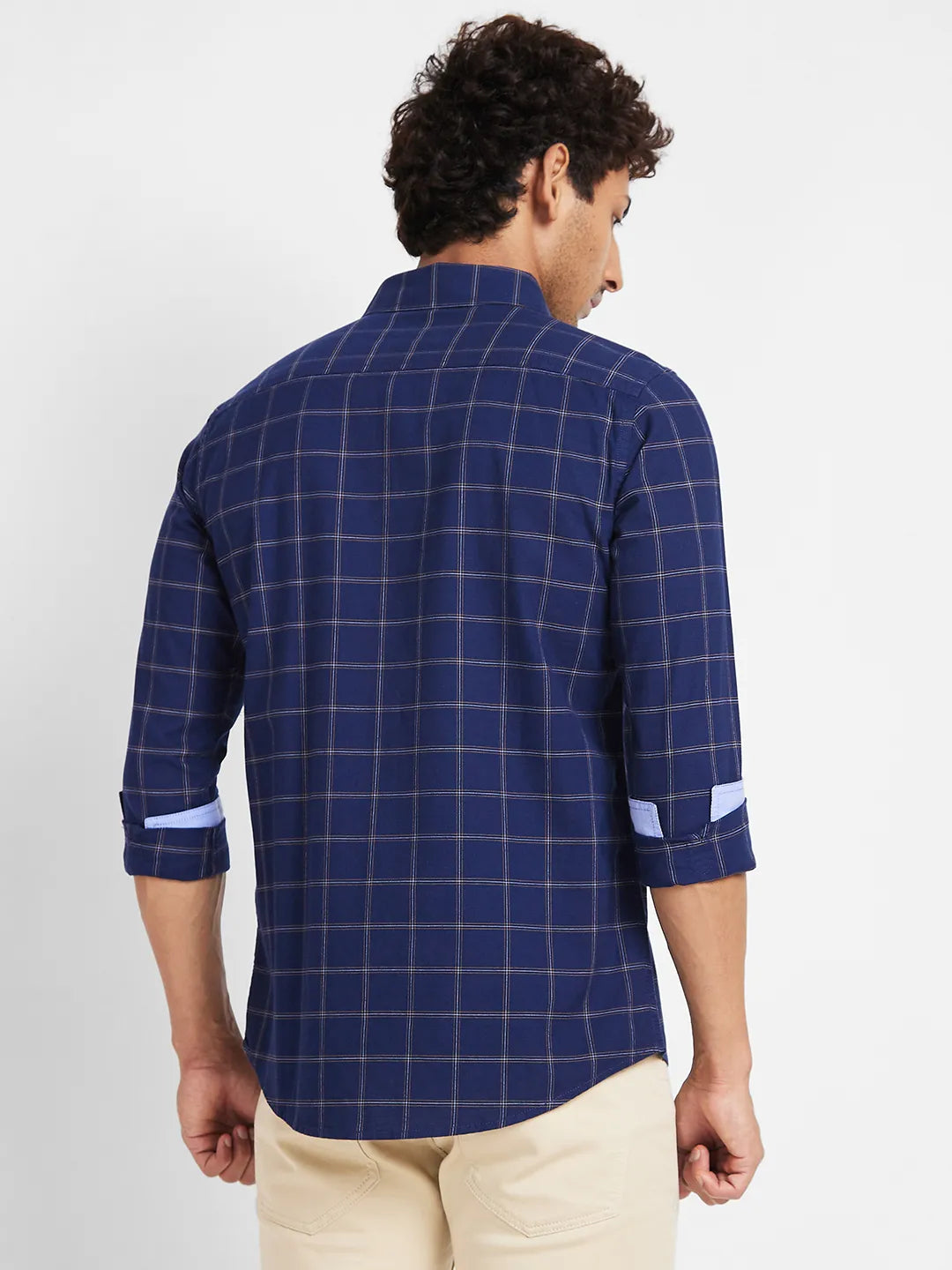 Navy Slim Fit Regular Collar Men's Shirt by Being Human Clothing