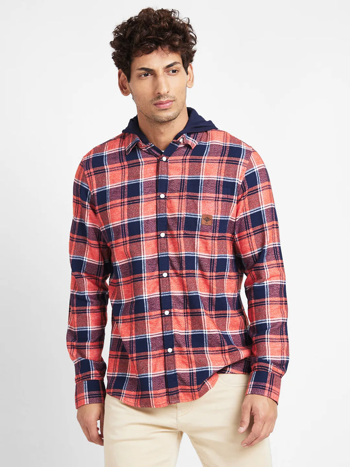 Navy Slim Fit Regular Collar Men's Shirt by Being Human Clothing