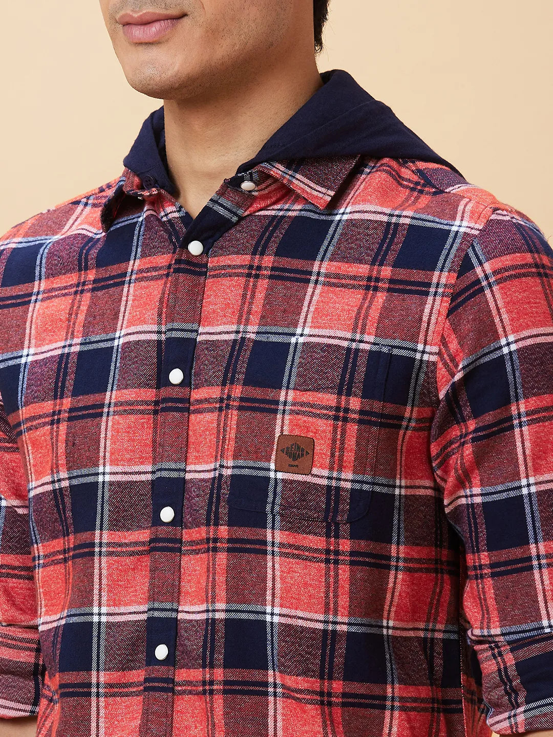 Blue Slim Straight Fit Regular Collar Long Sleeves Men's Shirt by Being Human Clothing