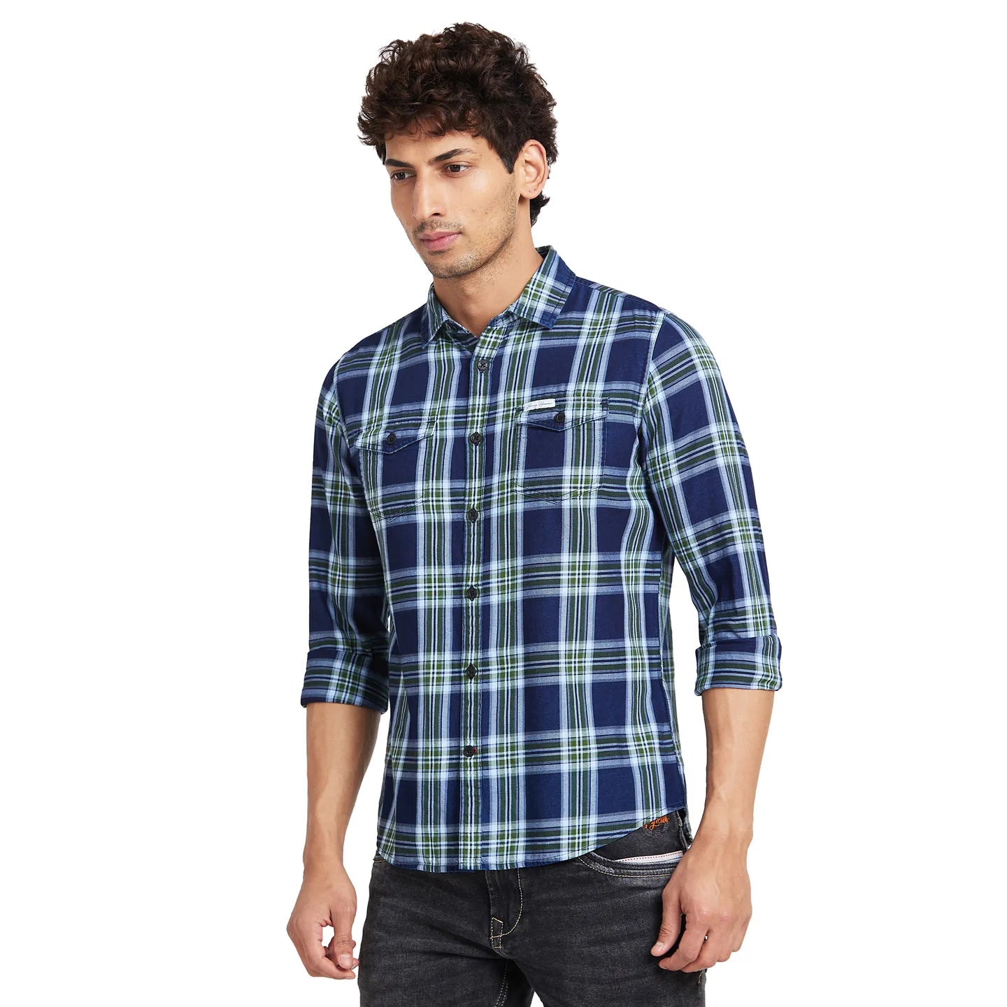 Navy  Slim Fit Regular Collar Mens' Shirt by Being Human Clothing