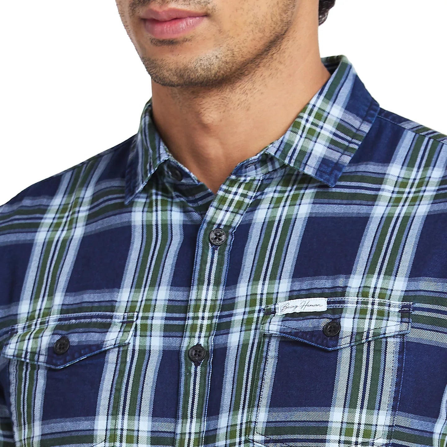 Navy  Slim Fit Regular Collar Mens' Shirt by Being Human Clothing