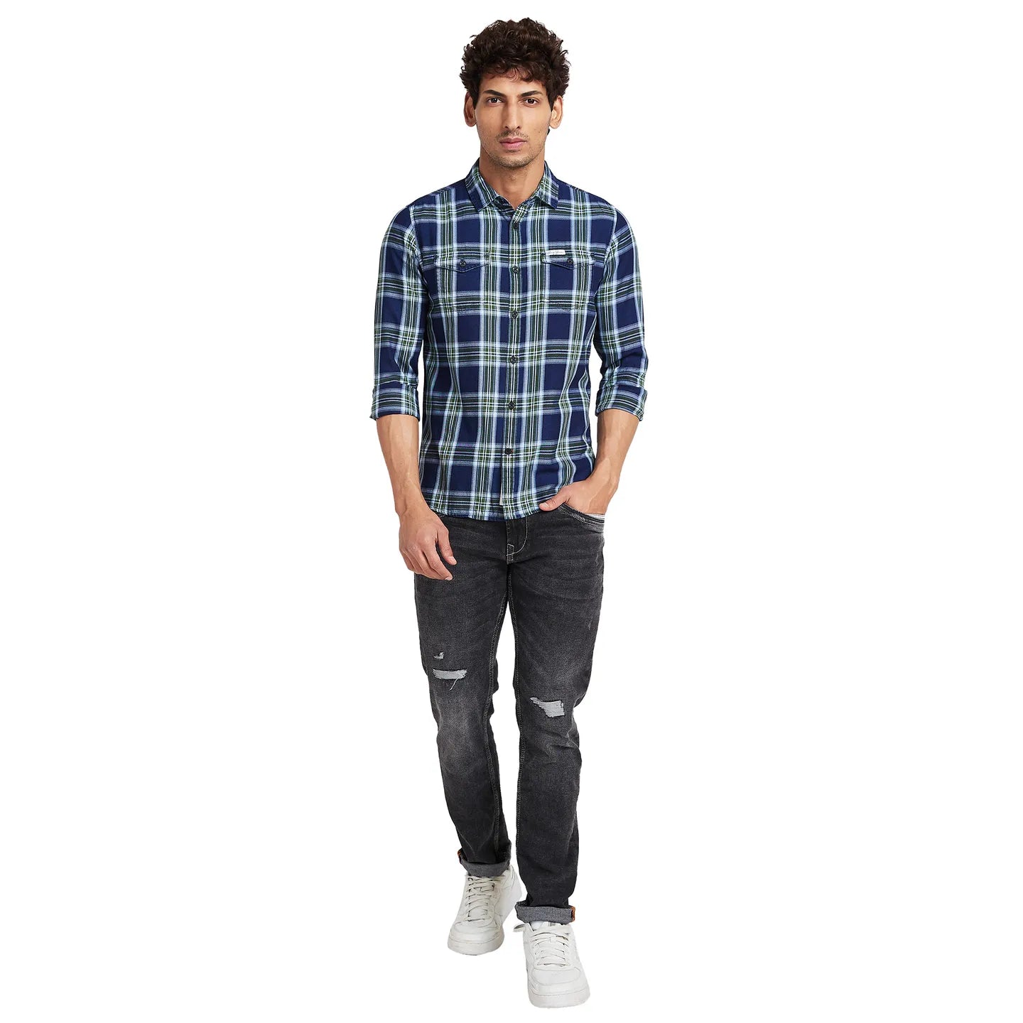 Navy  Slim Fit Regular Collar Mens' Shirt by Being Human Clothing