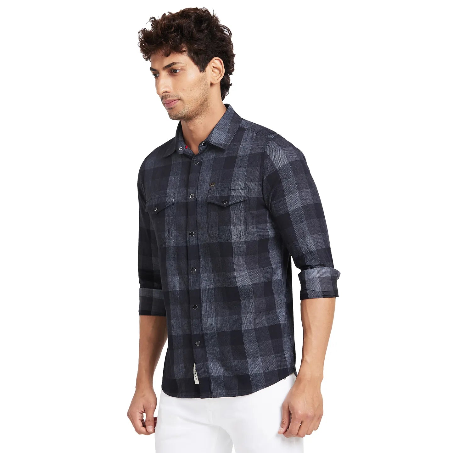 Black Slim Fit Regular Collar Mens' Shirt by Being Human Clothing