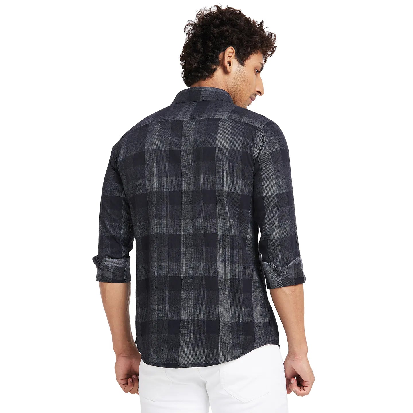 Black Slim Fit Regular Collar Mens' Shirt by Being Human Clothing