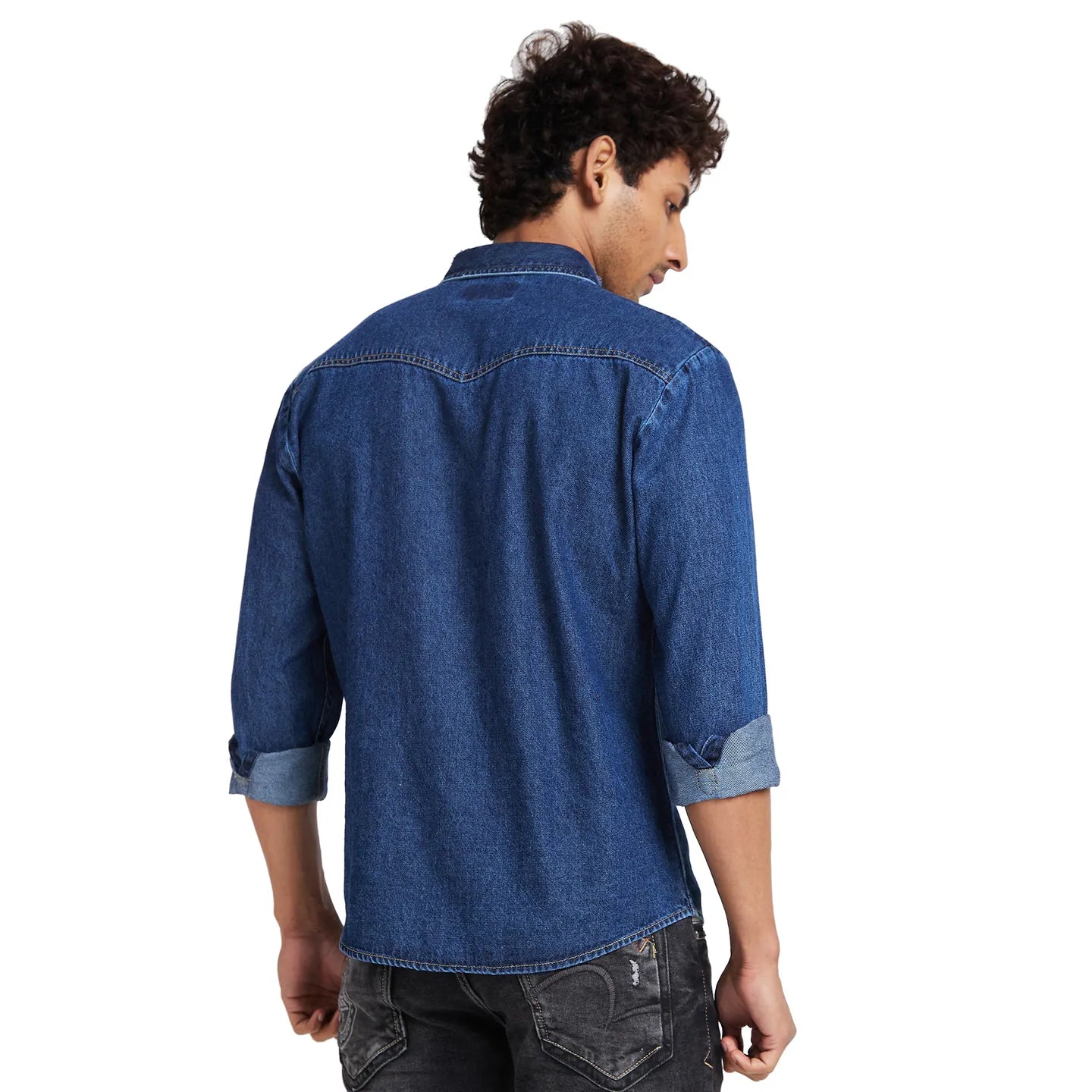 Being Human Clothing Men Slim Fit Shirts-Mid Blue