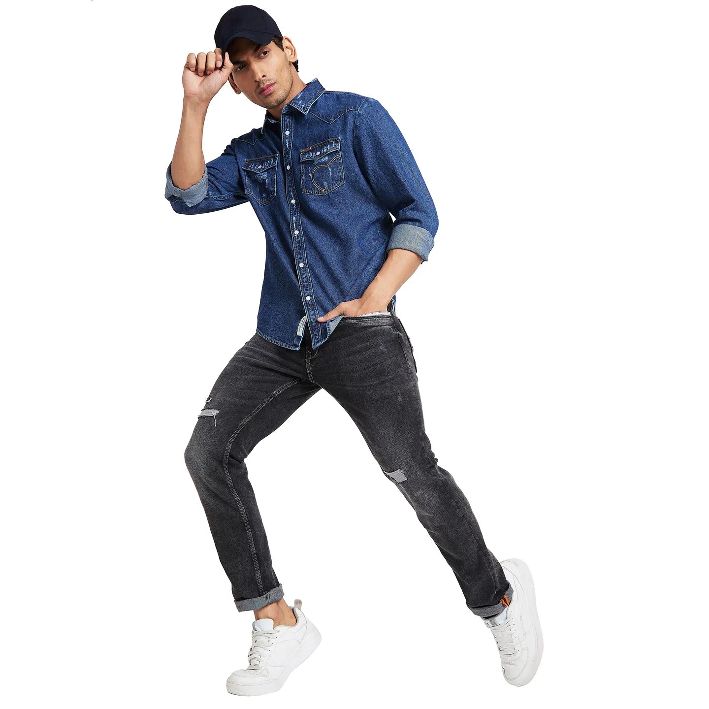 Being Human Clothing Men Slim Fit Shirts-Mid Blue