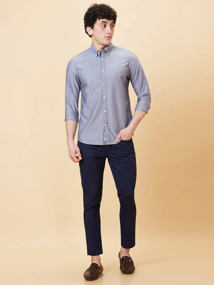 Black Slim Straight Fit Regular Collar Long Sleeves Men's Shirt by Being Human Clothing