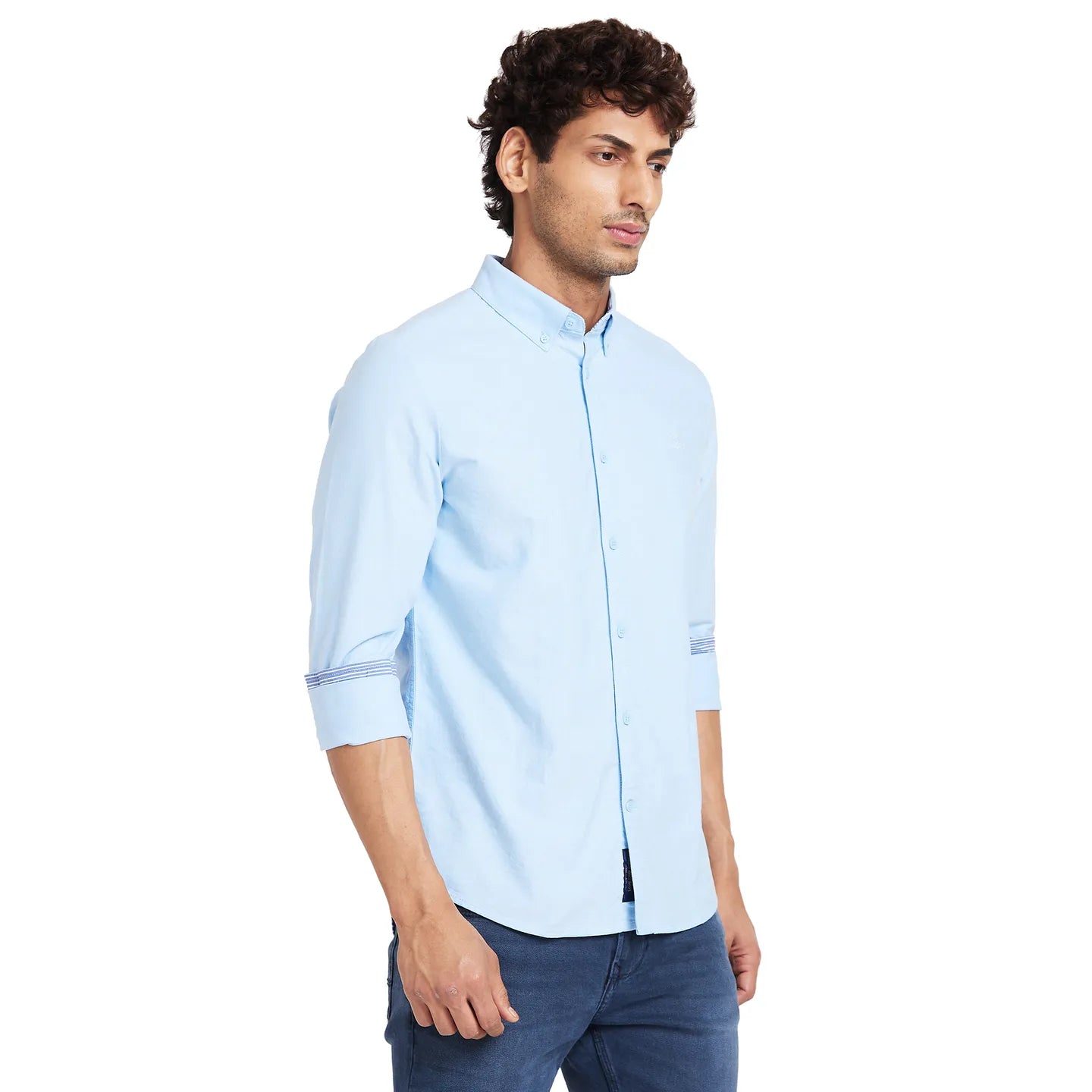 Light  Blue Slim Fit Regular Collar Mens' Shirt by Being Human Clothing