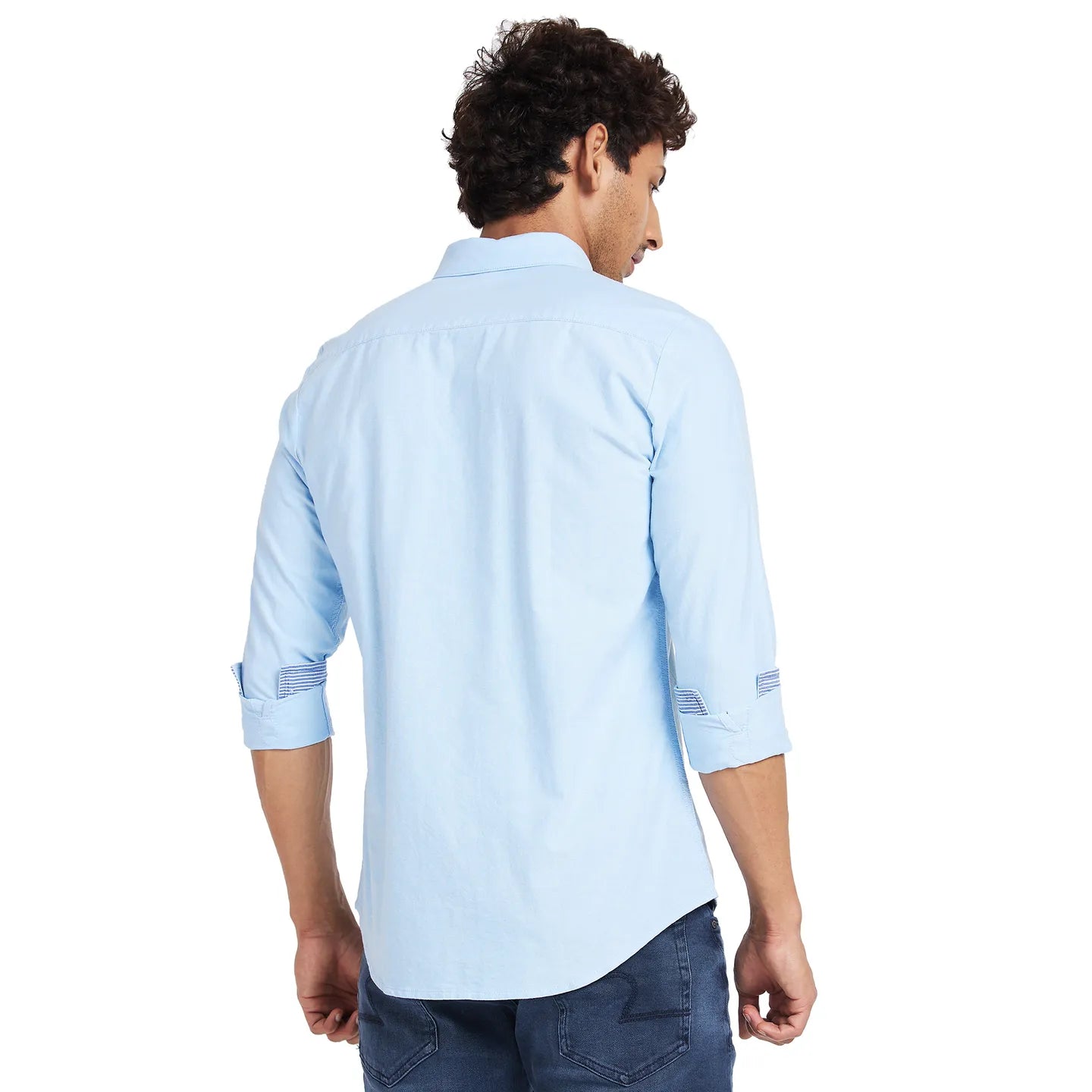 Light  Blue Slim Fit Regular Collar Mens' Shirt by Being Human Clothing