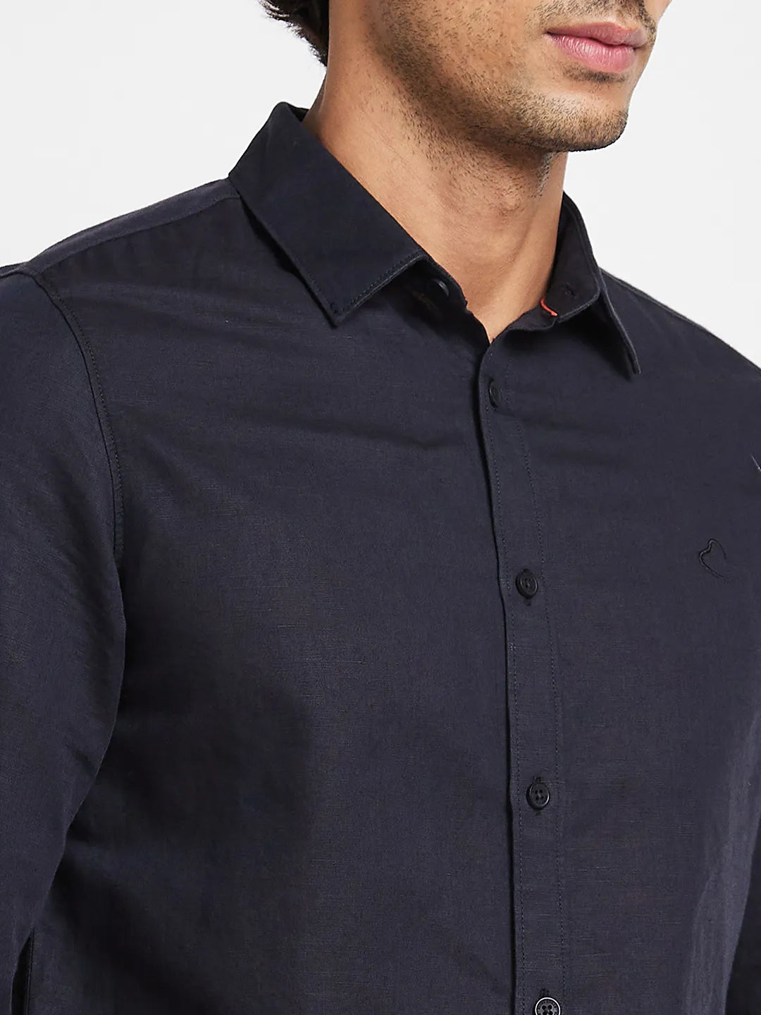 Black Slim Fit Regular Collar Men's Shirt by Being Human Clothing