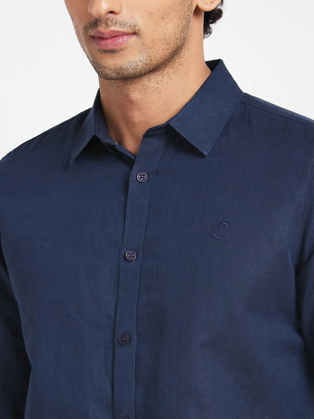 Navy Slim Fit Regular Collar Men's Shirt by Being Human Clothing