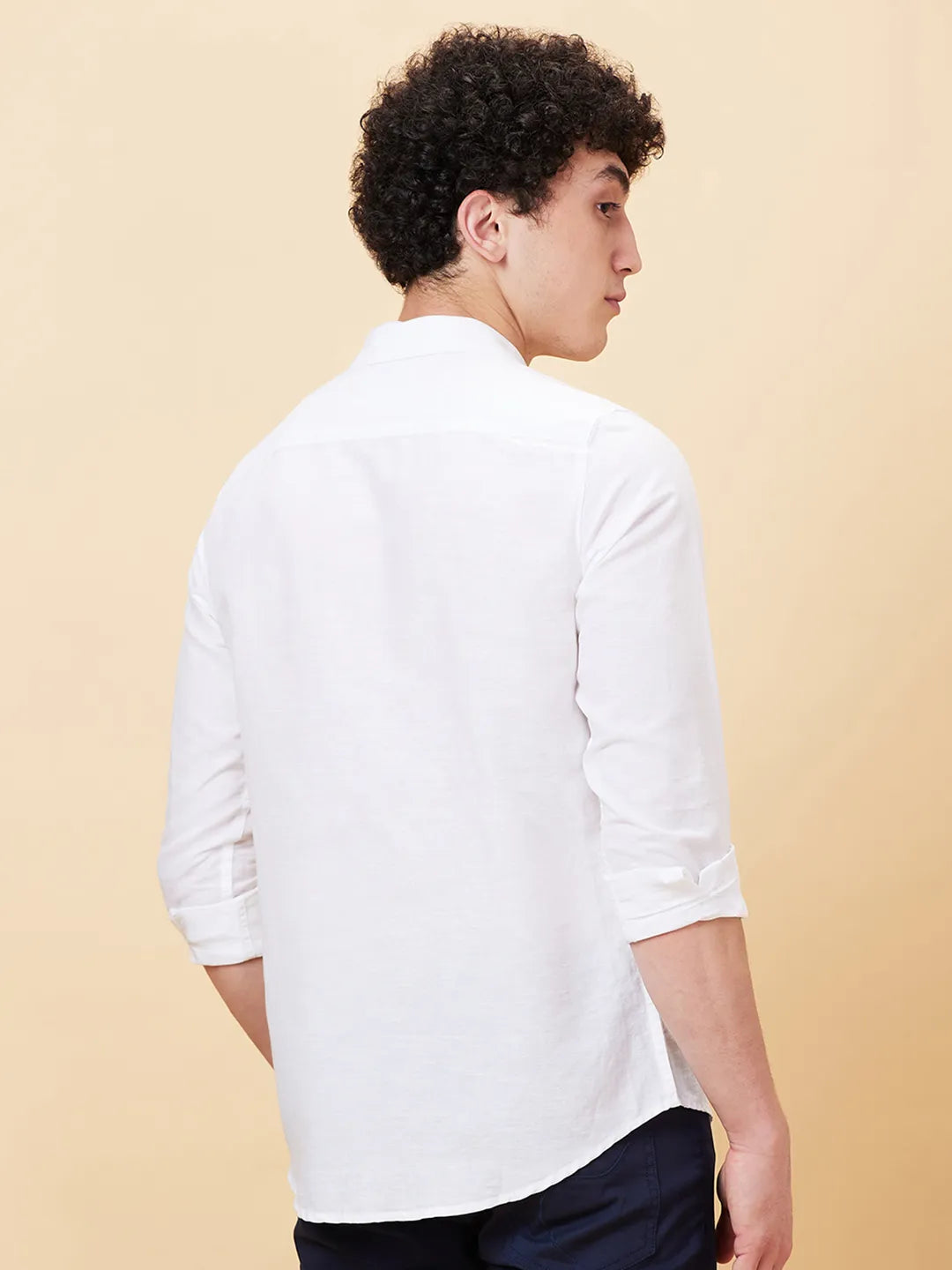 White Slim Fit Regular Collar Men's Shirt by Being Human Clothing