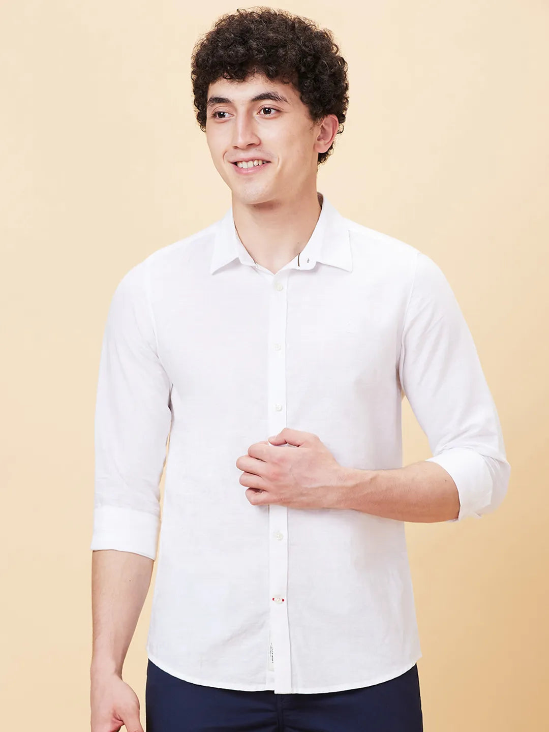 White Slim Fit Regular Collar Men's Shirt by Being Human Clothing